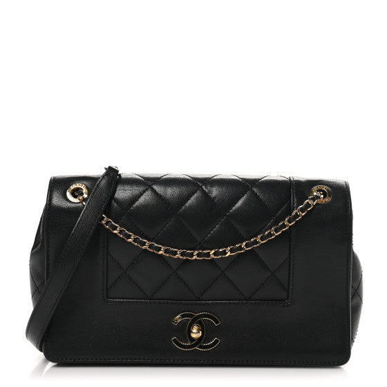 Chanel Sheepskin Quilted Medium   Mademoiselle Flap Black
