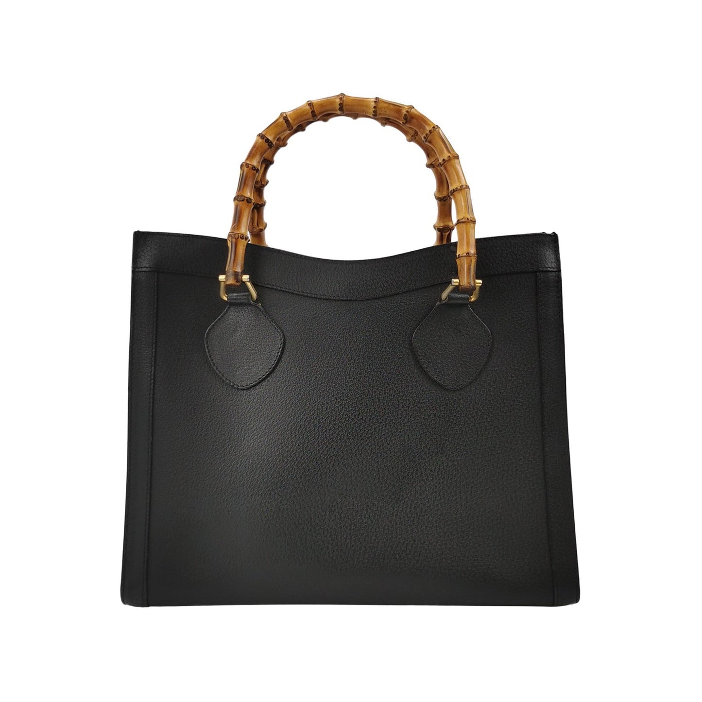 Gucci Diana   Large Black Calfskin Leather Bamboo Top Handles Tote Bag