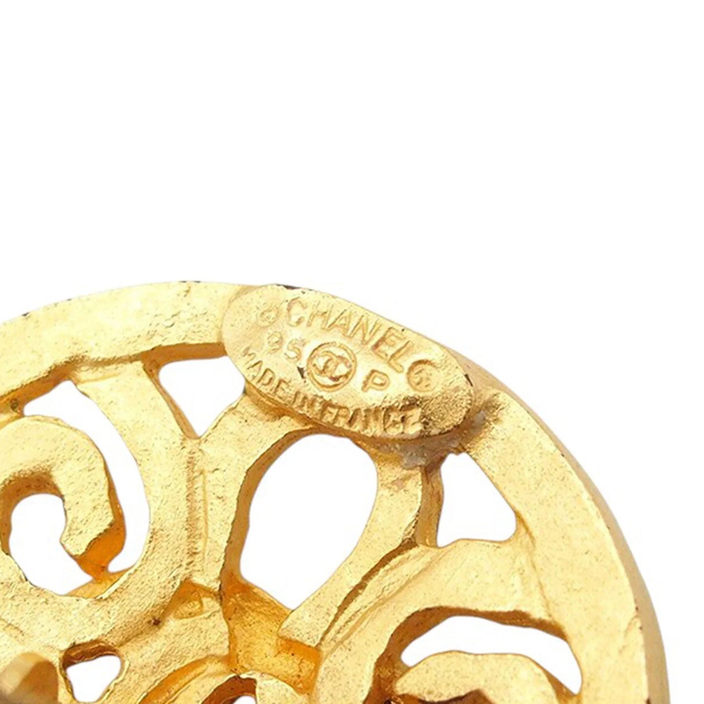 Gold Chanel CC Gold Plated Flower Clip On Earrings
