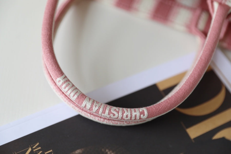 Top Quality MeTop Qualityum Book Tote  Pink D-Stripes Embroidery For Women 36cm/16.5in CD
