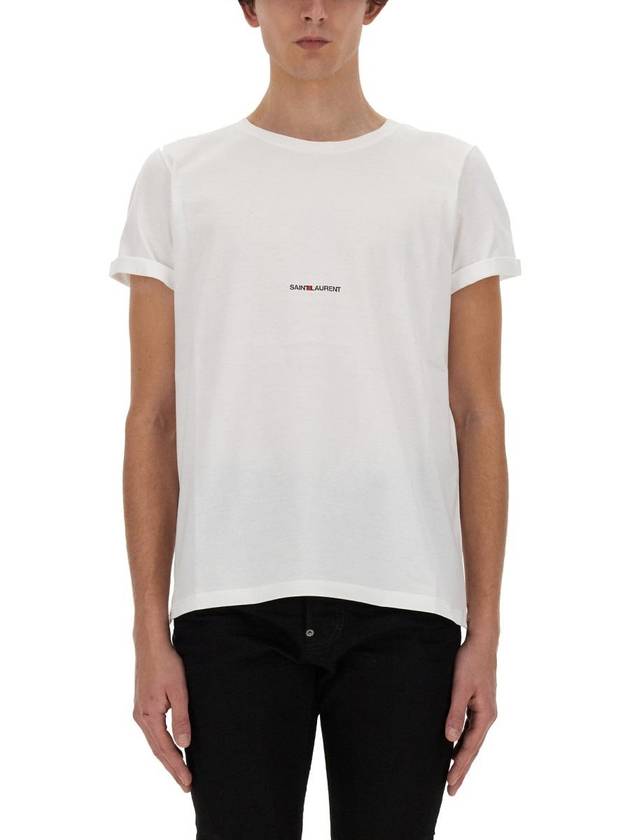 Luxury Saint Laurent Trending 2025 Men's Small Logo Short Sleeve T-Shirt White