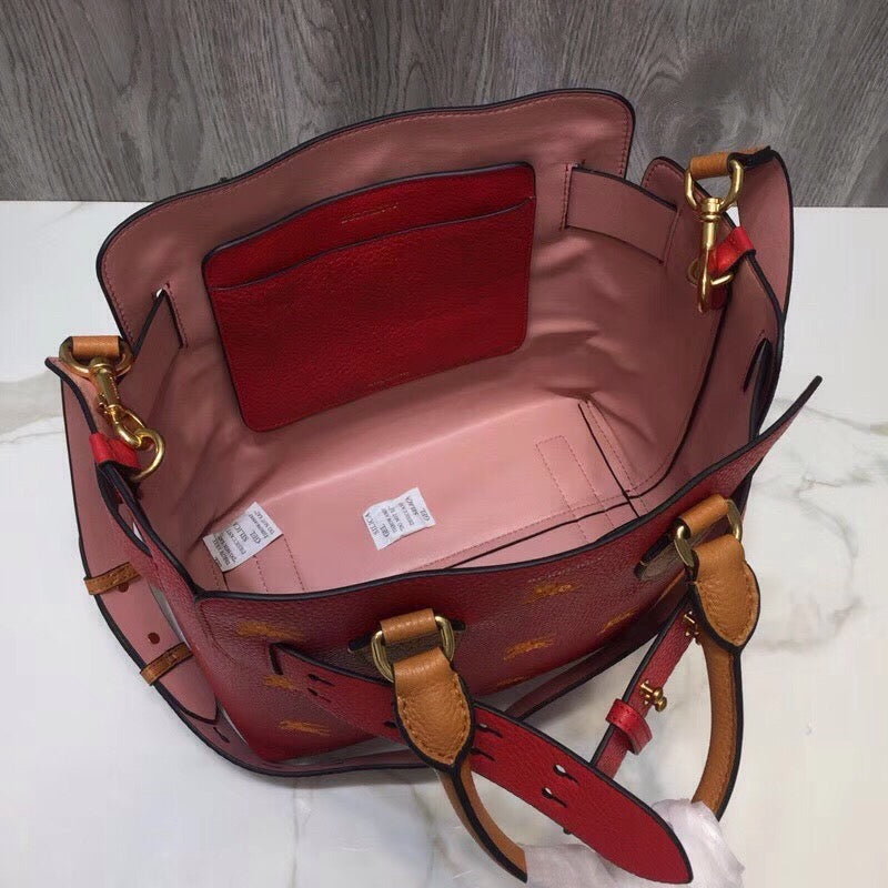 Top Quality The Small Equestrian Knight Top Handle Belt Bag Red For Women, Bags 14in/36cm