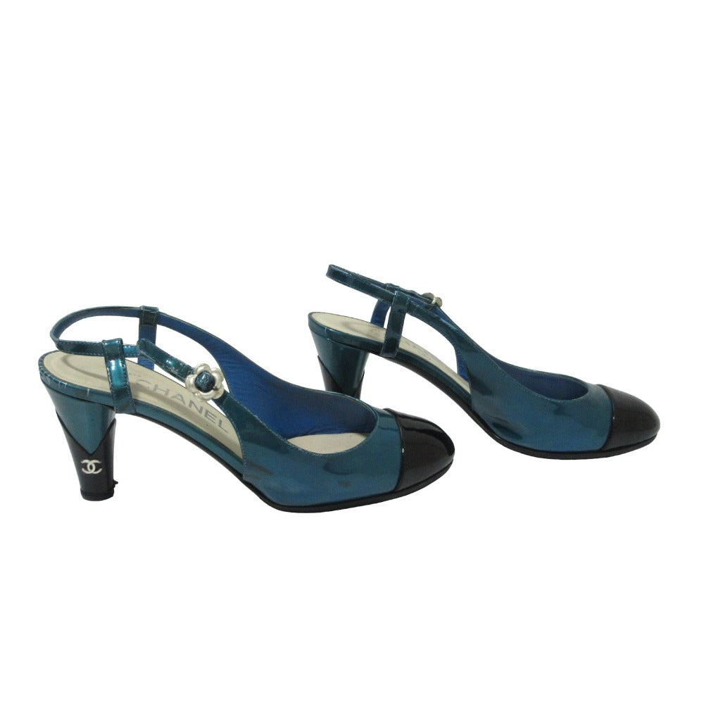 Chanel Enameled Slingback Pumps