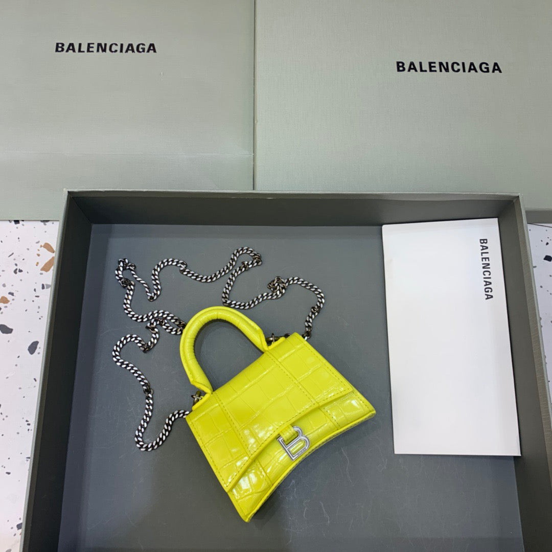 Top Quality Hourglass Mini Handbag With Chain In Yellow, For Women,  Bags 4.7in/12cm