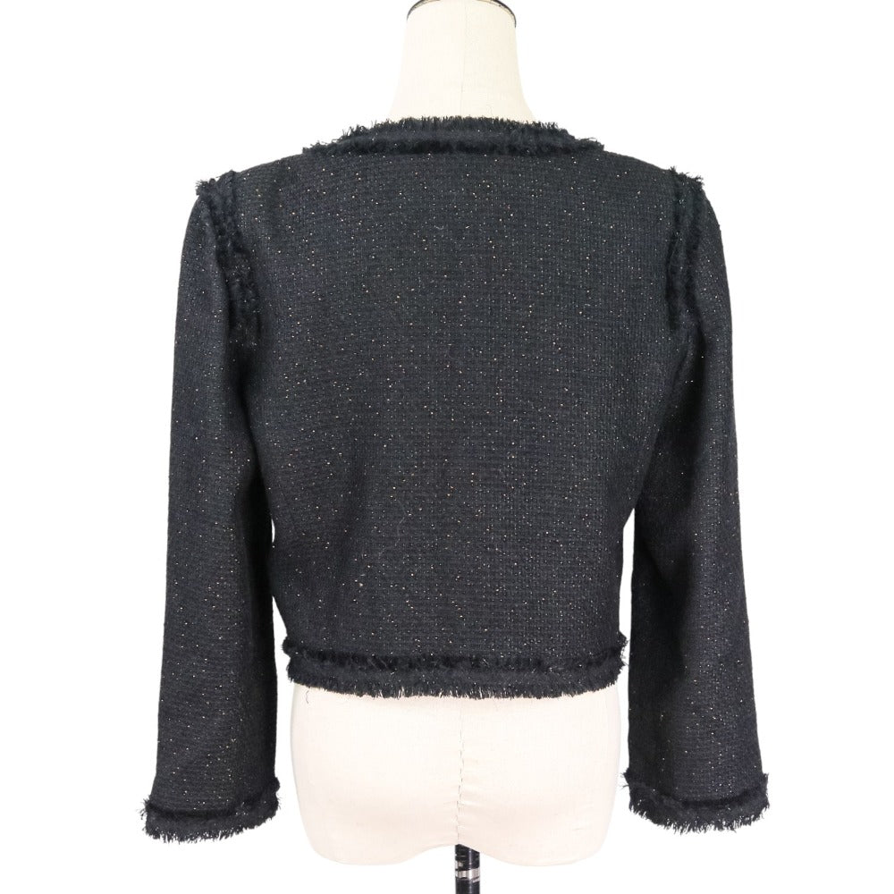 Chanel Coco Mark Button Tweed Collarless Short Jacket