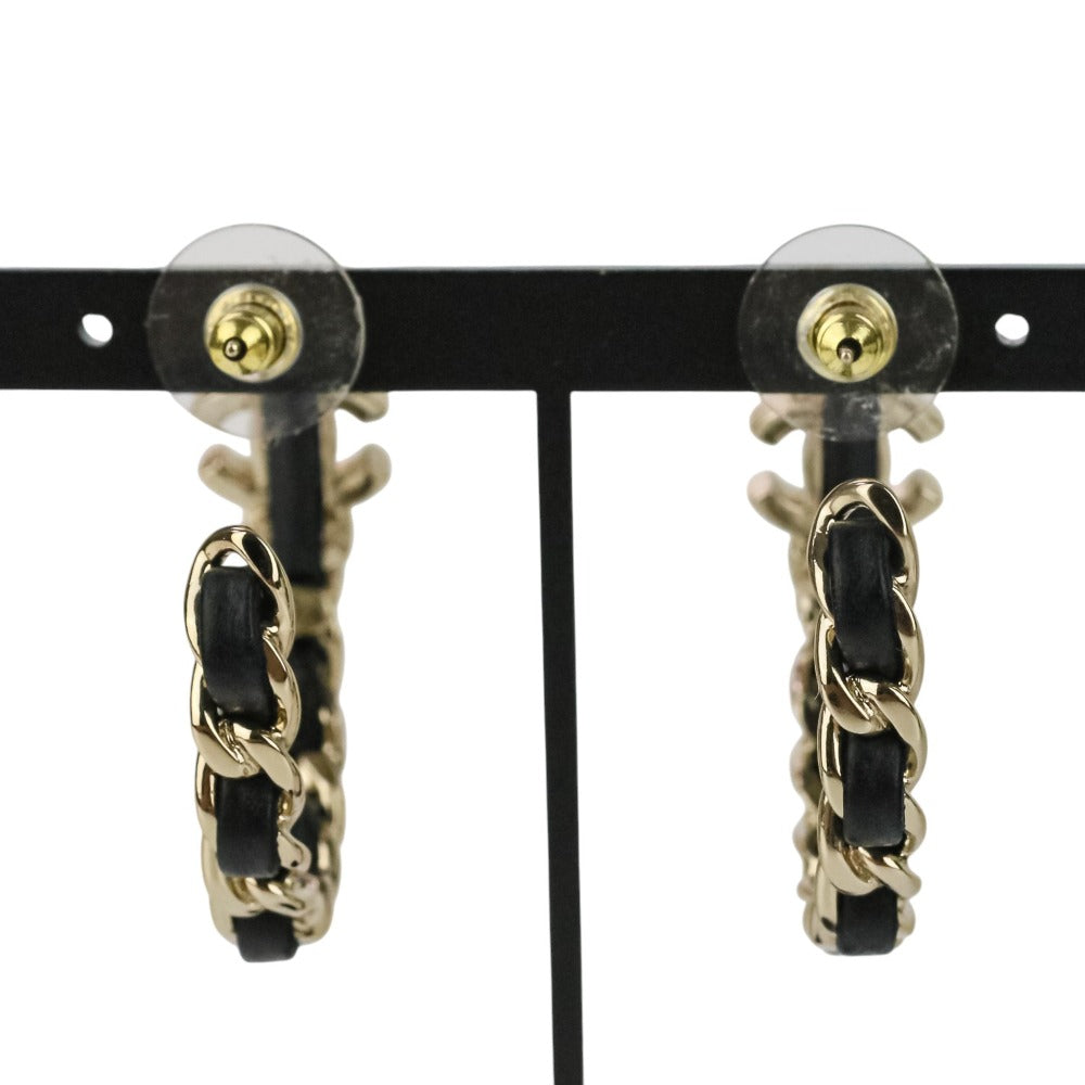 Chanel Coco Mark Turnlock Hoop Earrings