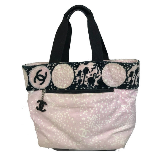 CHANEL Tote Bag canvas Light pink x black COCO Mark Women