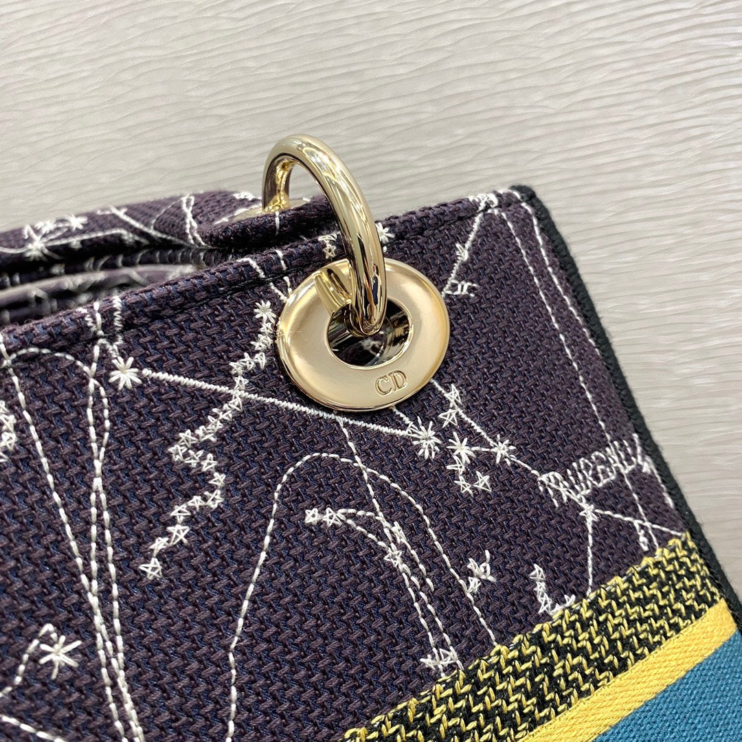 Top Quality MeTop Qualityum Lady D-Lite Bag Constellation Embroidery, Blue, For Women Womens Handbags, Crossbody Bags, 24cm CD M0565ORHP_M928