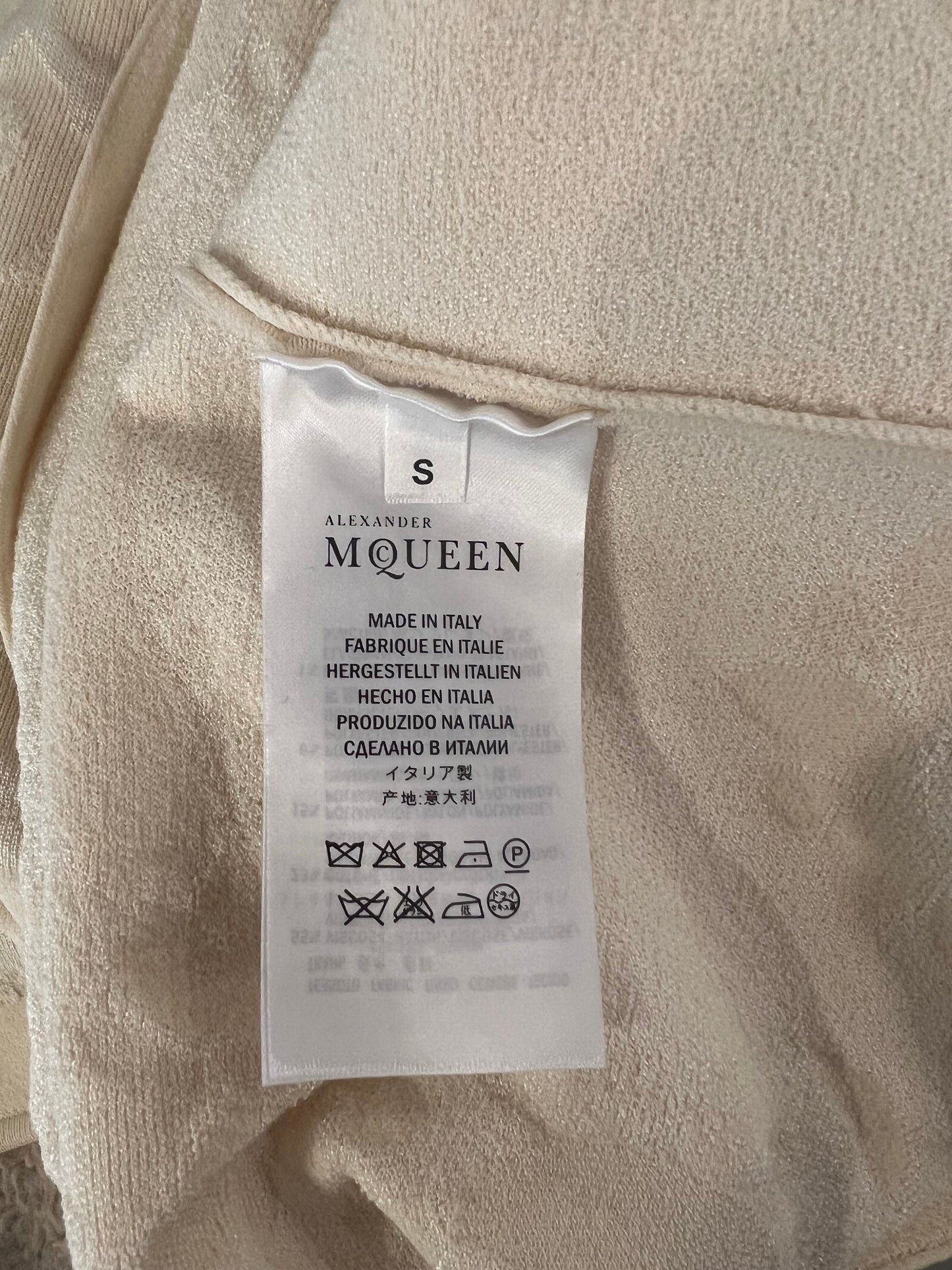 Alexander McQueen Cream Floral Embroidered Sleeveless Mini Dress Size S (UK 8)