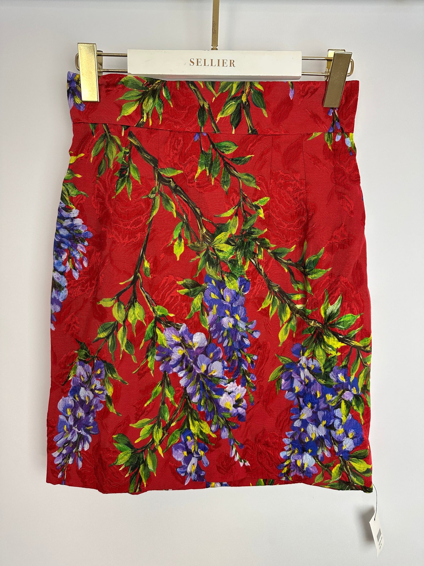 Dolce & Gabbana Red Floral Print Midi Skirt Size IT 40 (UK 8)
