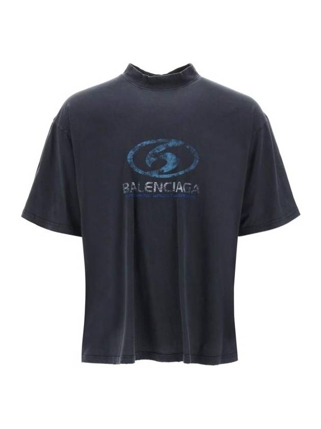 Luxury Balenciaga Trending 2025 Surfer Medium Fit Short Sleeve T-Shirt Navy