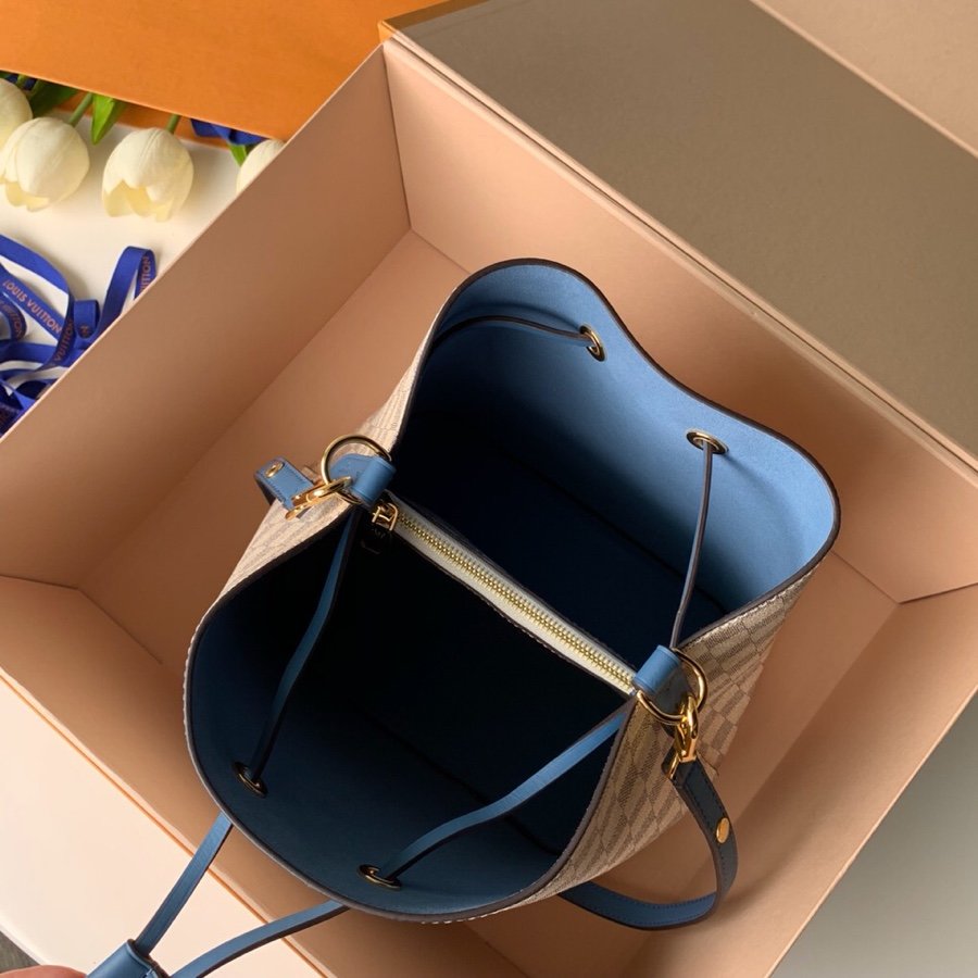 Top Quality NeoNoe MM Bucket Bag Damier Azur Canvas Bleuet Blue For Women,  Shoulder And Crossbody Bags 10.2in/26cm Top Quality N40153