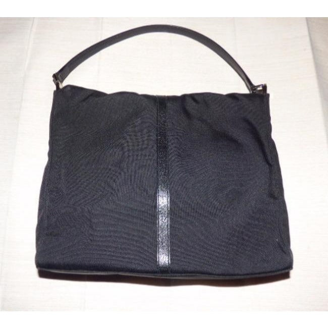 Gucci Jackie   Black Leather Nylon Fabric Shoulder Bag