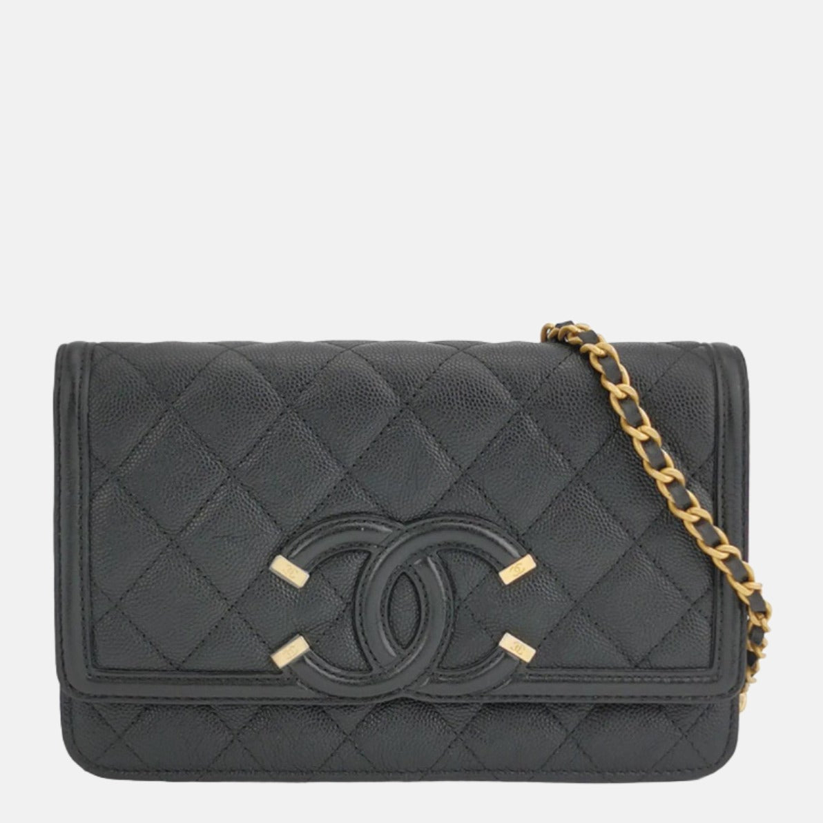 Chanel Wallet on Chain Filigree Caviar Leather Black Gold-tone Hardware