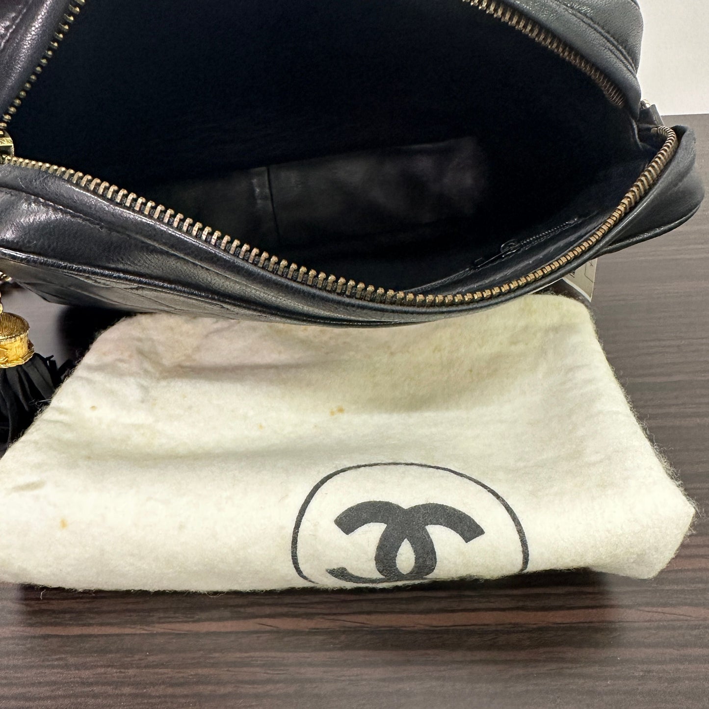 Chanel Camera Bag Small Black Lambskin Gold Leather LB121113