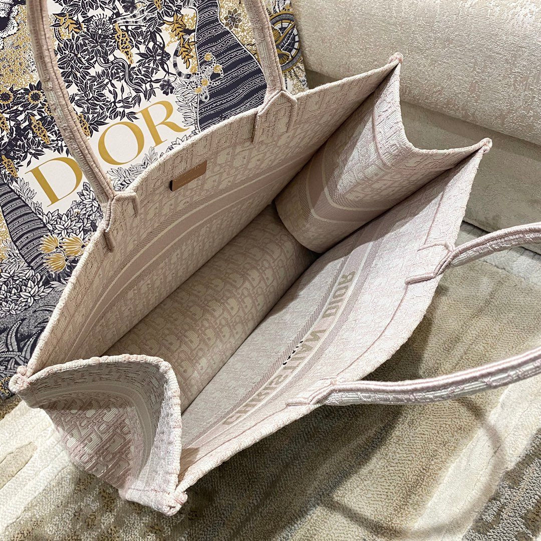 Top Quality Large Book Tote Rose Des Vents Oblique Embroidery, Pink, For Women Womens Handbags, Shoulder Bags, 42cm CD