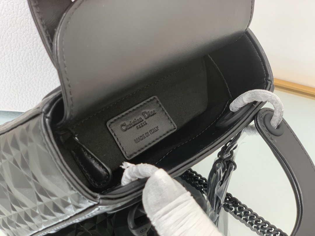 Top Quality Mini Lady Bag Black Cannage with Beaded Motif, Black, For Women Womens Handbags, Crossbody Bags, 18cm CD M0505SNEA_M900