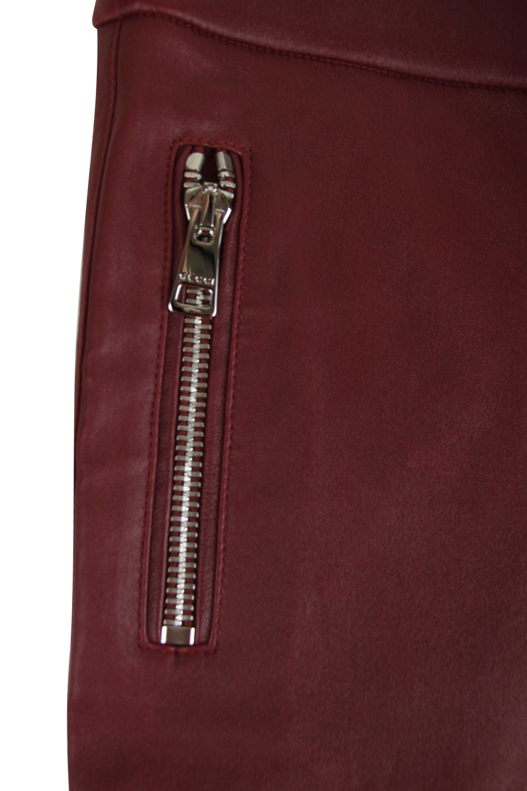 Gucci Women's Leggings Stretch Burgundy Lamb Leather Pant (38)