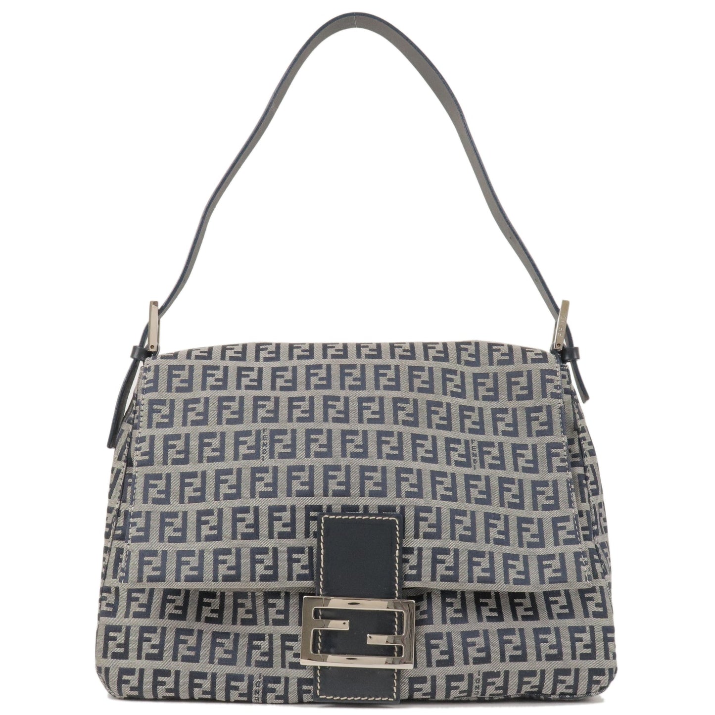 FENDI Zucchino Canvas Leather Mamma Baguette Shoulder Bag 26325