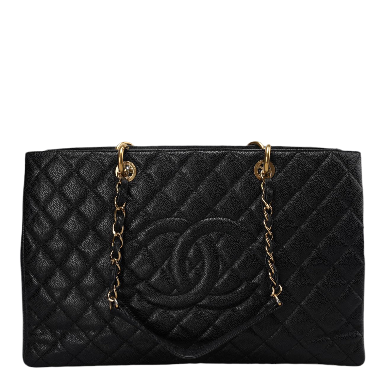 Chanel Large Grand Shopping Tote Black GST Bag in Caviar Leather with Gold Hardware