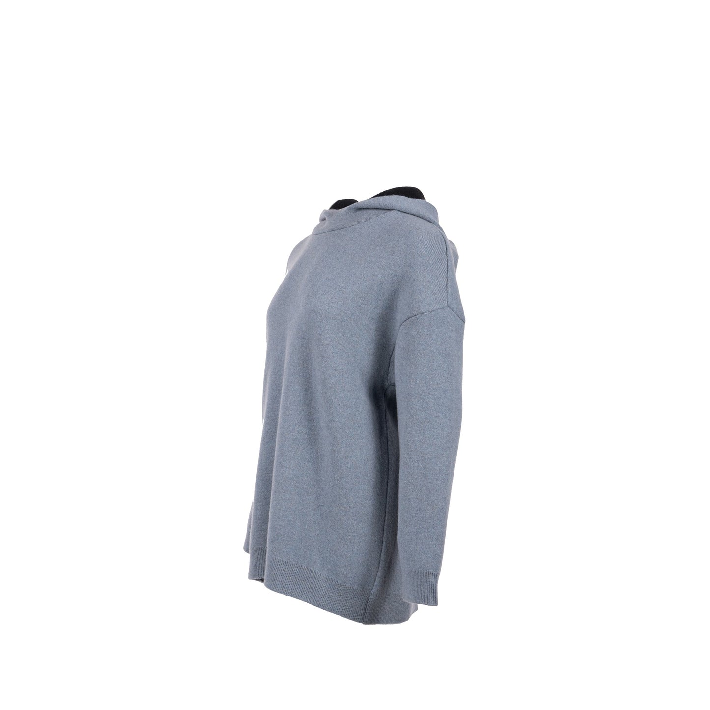Size 36 J'adior 8' Hooded Sweater with Rear Signature Cashmere Blue Grey/Black