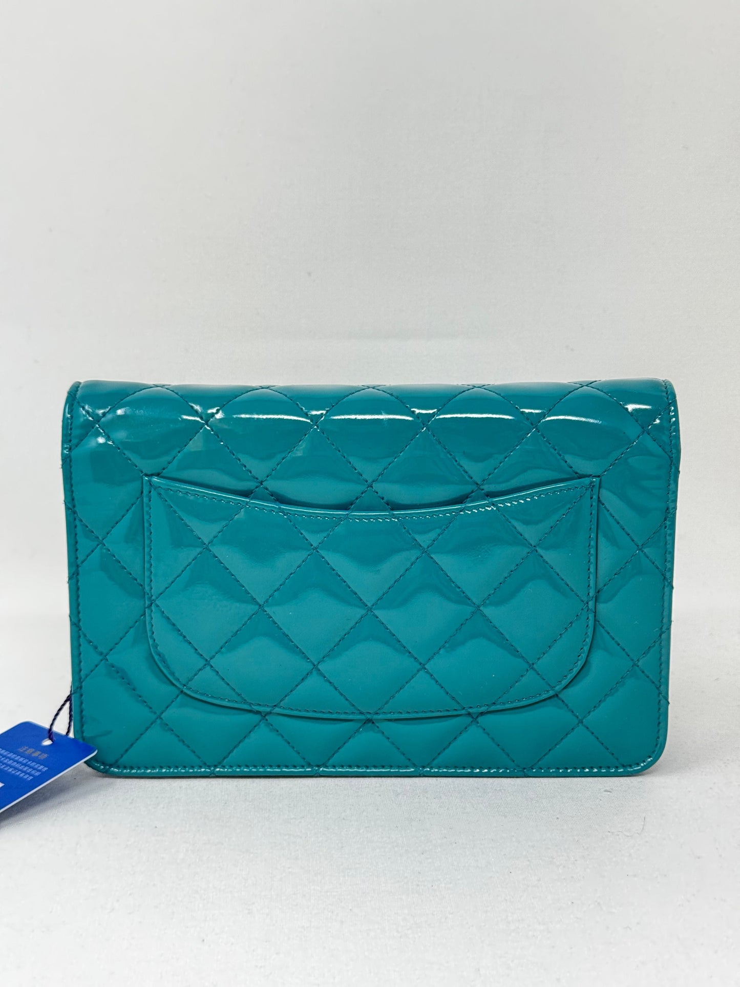 Chanel Quilted Patent Wallet On Chain - Blue Crossbody Bags, Handbags B20-92