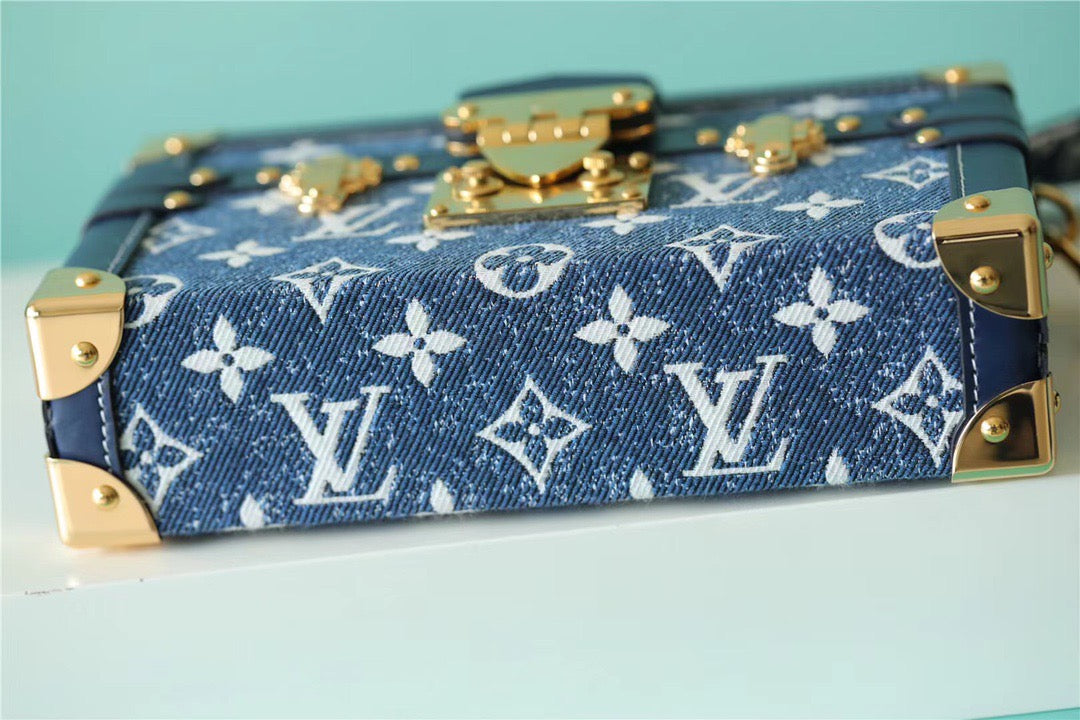 Top Quality Petite Malle Jacquard Since 1854 Blue For Women, Womens Handbags, Shoulder Bags And Crossbody Bags 7.5in/19cm Top Quality 