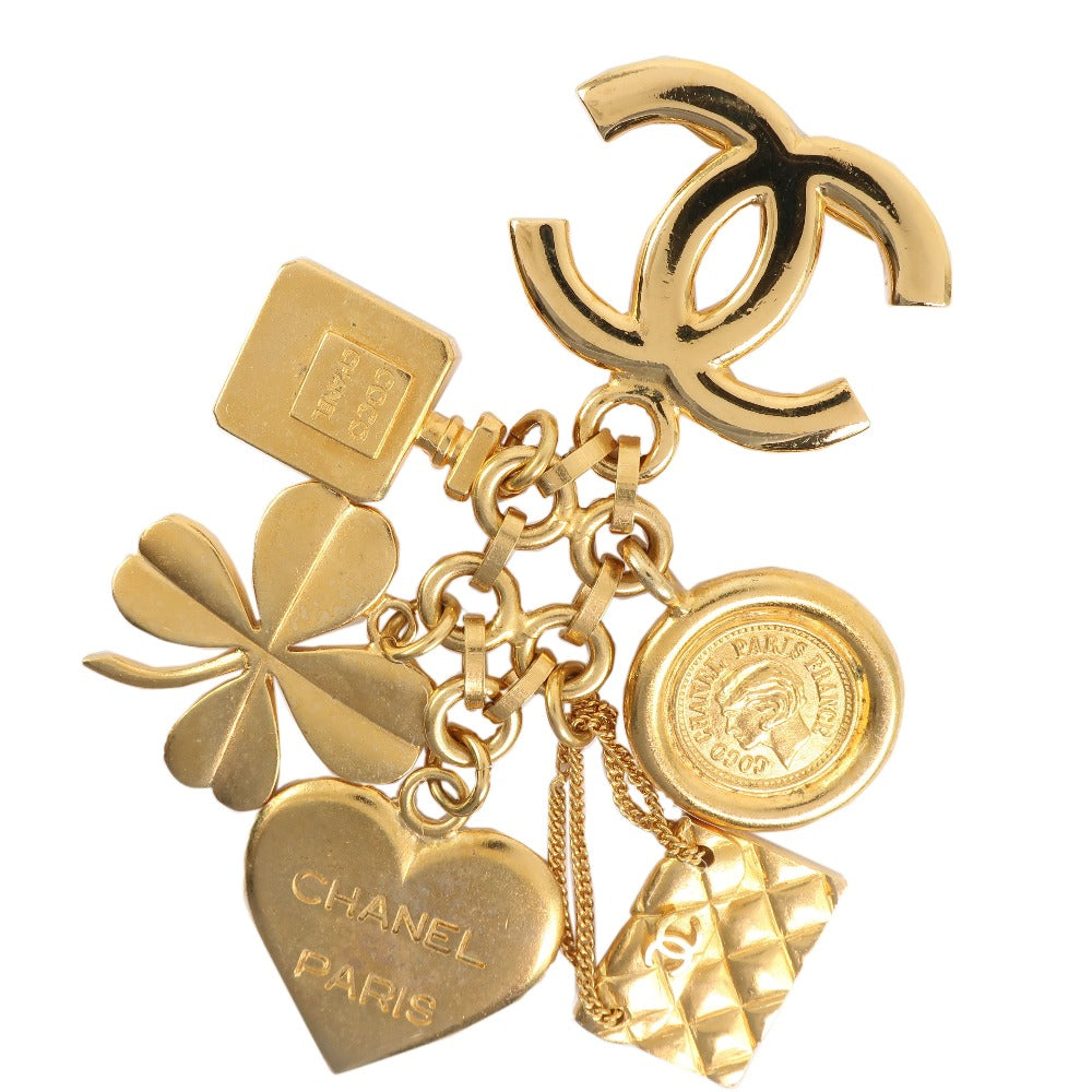 CHANEL Brooch Plated Gold gold Icon   Heart Clover Matelasse Women