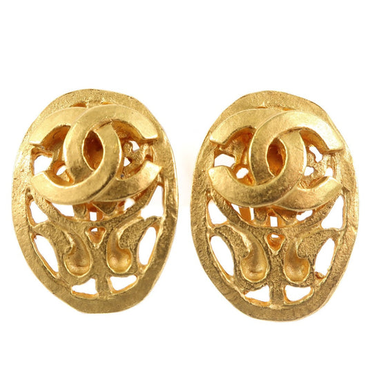 CHANEL Earring Plated Gold gold   Oval Women