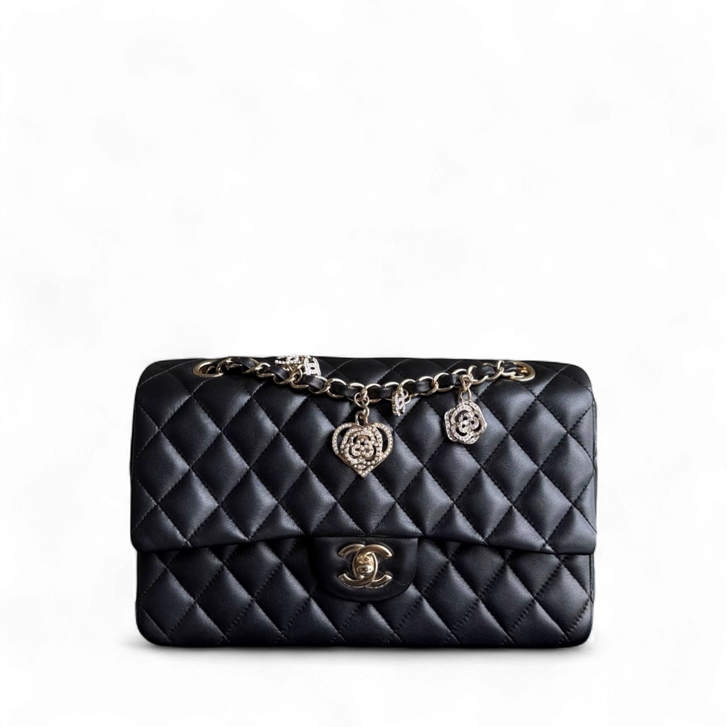 Chanel Classic Flap Medium - Special Valentine Edition 25CM Quilted Lambskin Black Gold Hardware Series 19