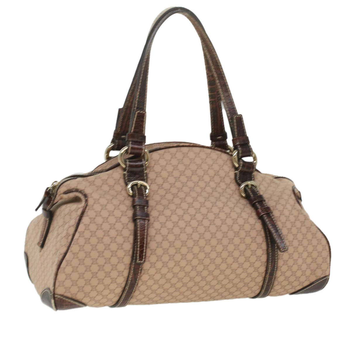 Luxury CELINE Macadam Canvas Shoulder Bag Leather Pink Brown  36300