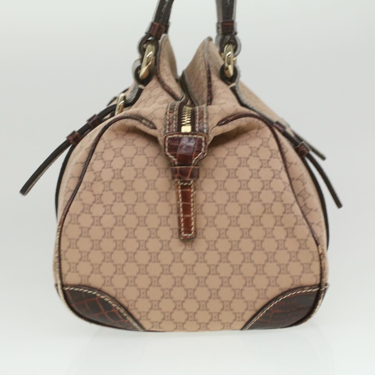 Luxury CELINE Macadam Canvas Shoulder Bag Leather Pink Brown  36300