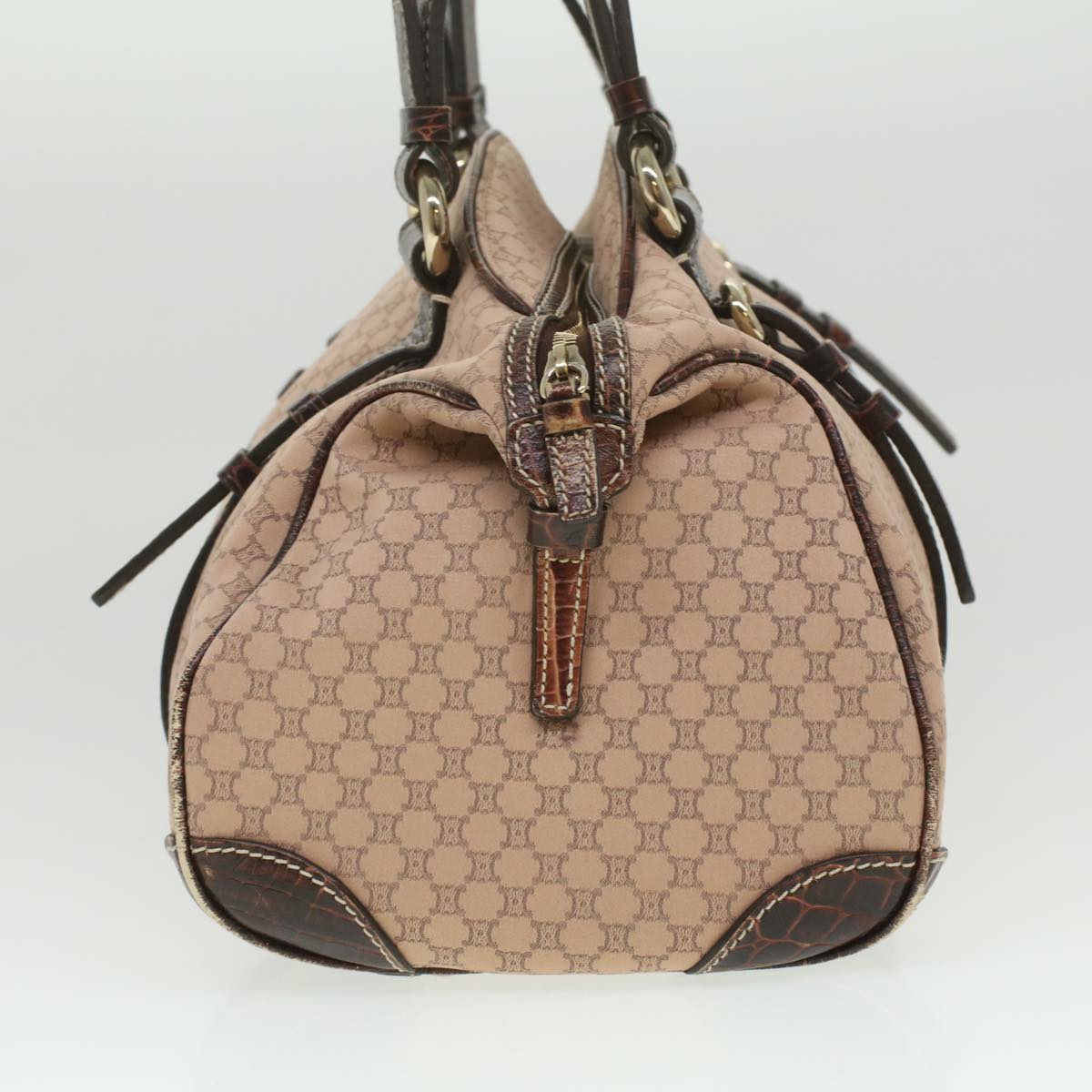 Luxury CELINE Macadam Canvas Shoulder Bag Leather Pink Brown  36300