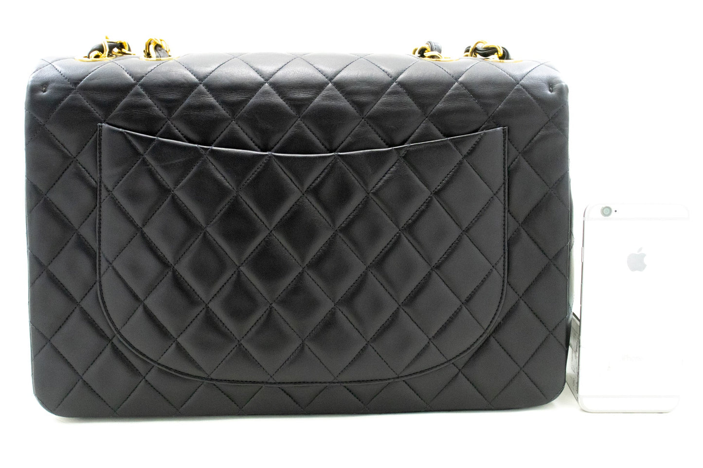 CHANEL Classic Large 13" Flap Chain Shoulder Bag Black Lambskin