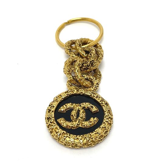 CHANEL Key ring brass Gold x Black COCO Mark   Women
