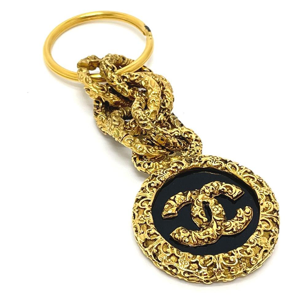 CHANEL Key ring brass Gold x Black COCO Mark   Women