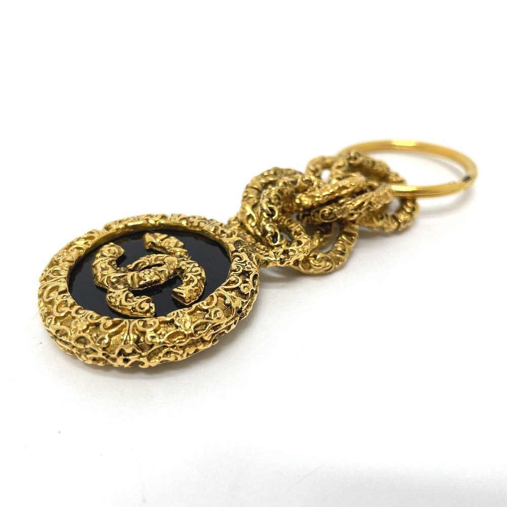 CHANEL Key ring brass Gold x Black COCO Mark   Women