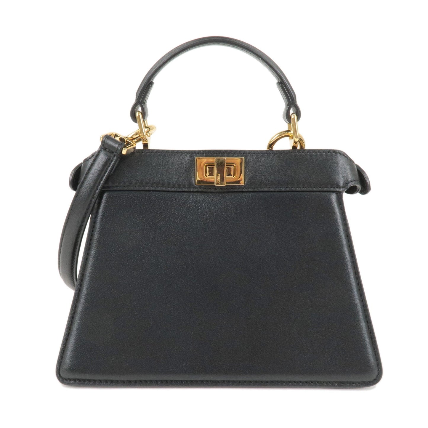 FENDI Peekaboo IseeU Leather 2WAY Hand Shoulder Bag Black 8BN335