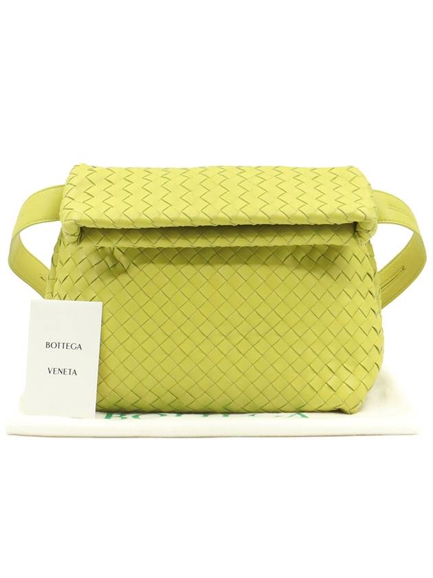 Luxury Bottega Veneta Kiwi color calfskin intrecciato weaving gold medal medium fold 2WAY 642637