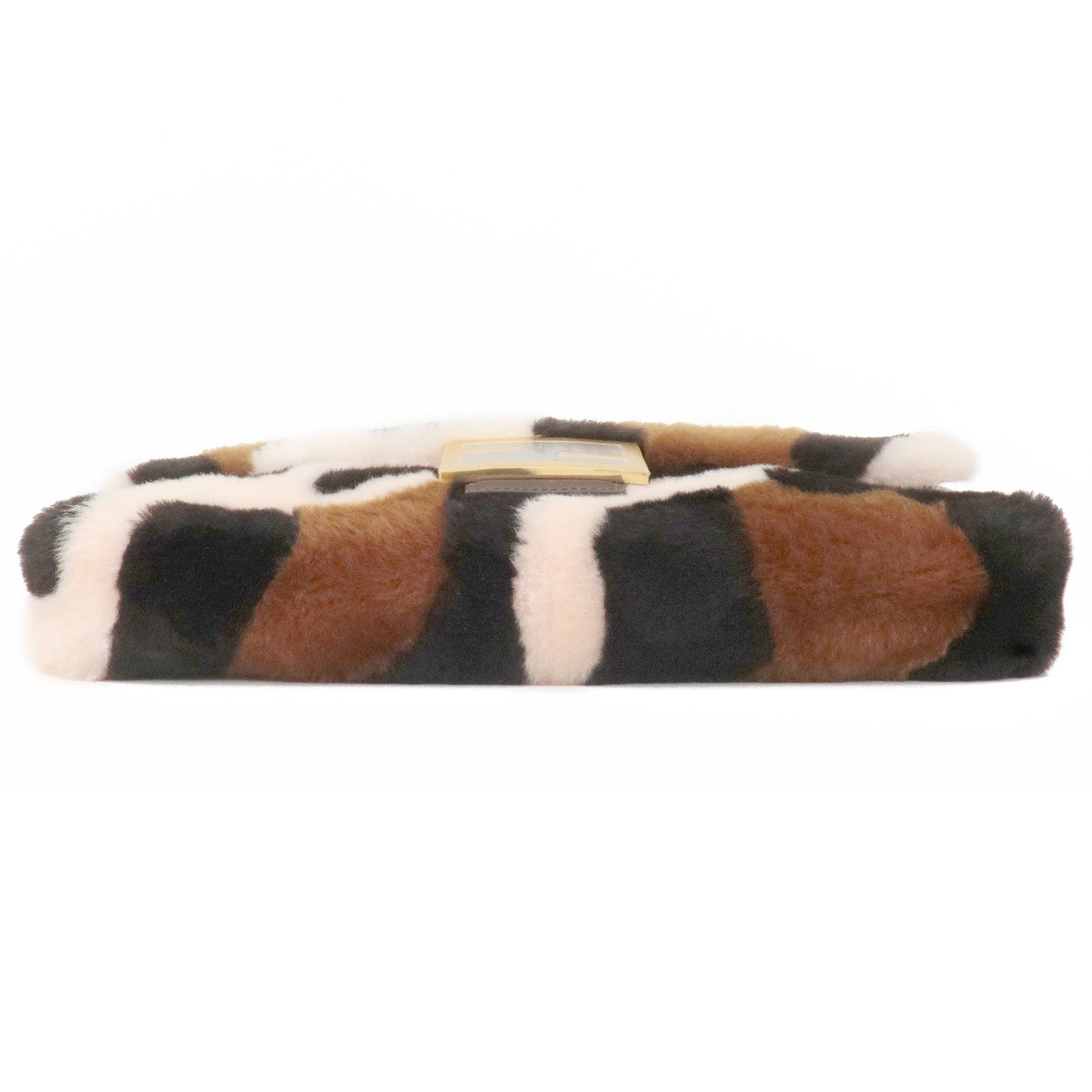FENDI Fur Leather Baguette Large 2WAY Bag Animal Pattern 8BR771