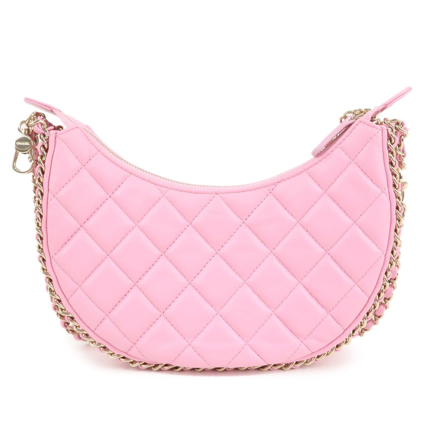 Auth CHANEL Matelasse Lamb Skin Small Hobo Shoulder Bag Pink AS3917  d F/S