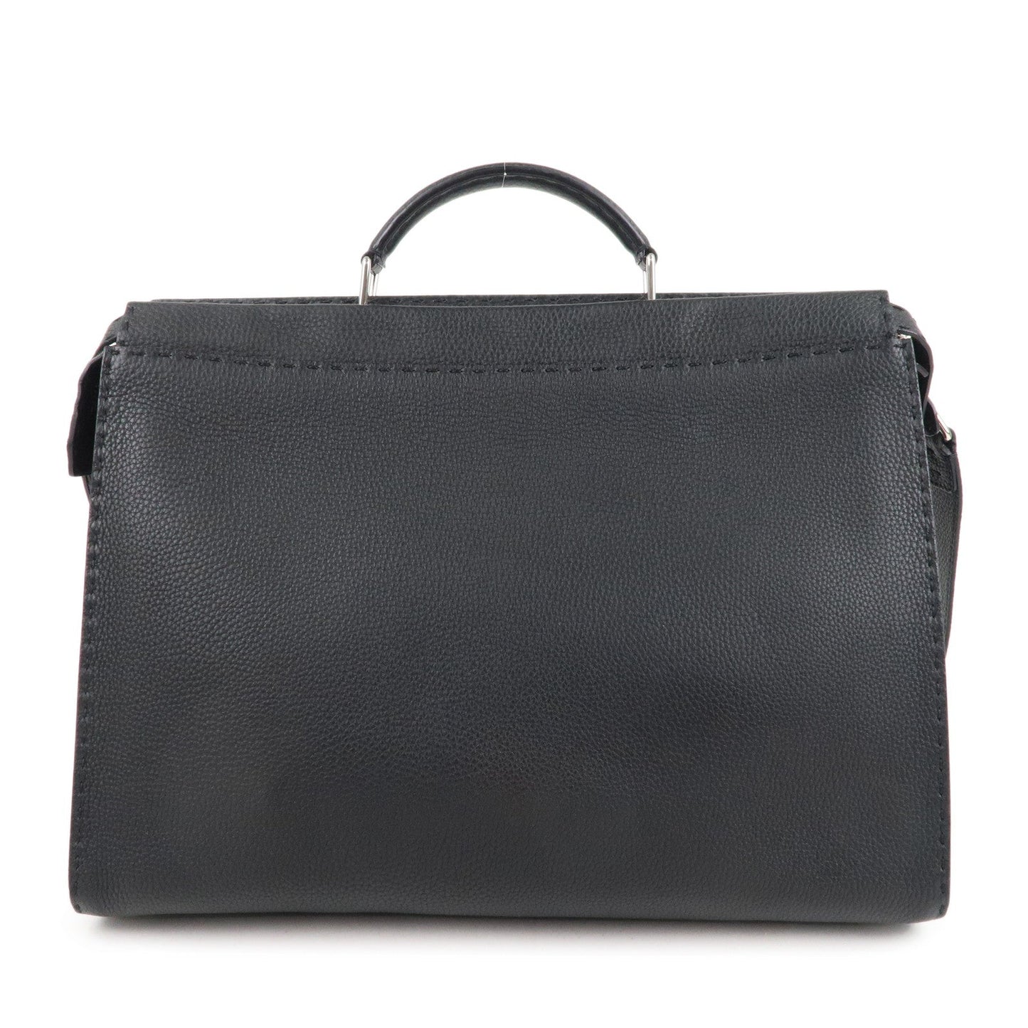 FENDI Selleria Leather Peekaboo Leather 2WAY Bag Black 7VA388