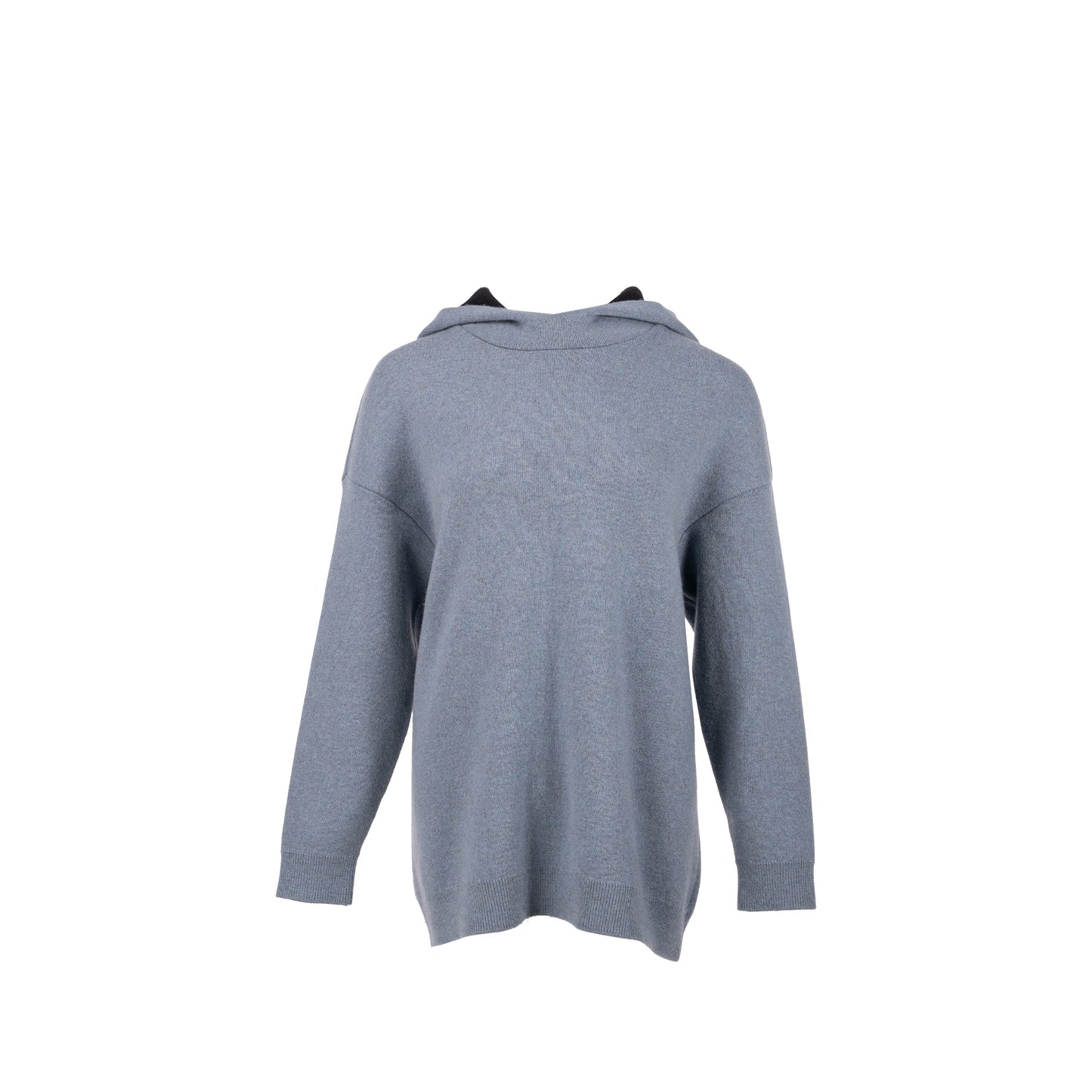 Size 36 J'adior 8' Hooded Sweater with Rear Signature Cashmere Blue Grey/Black