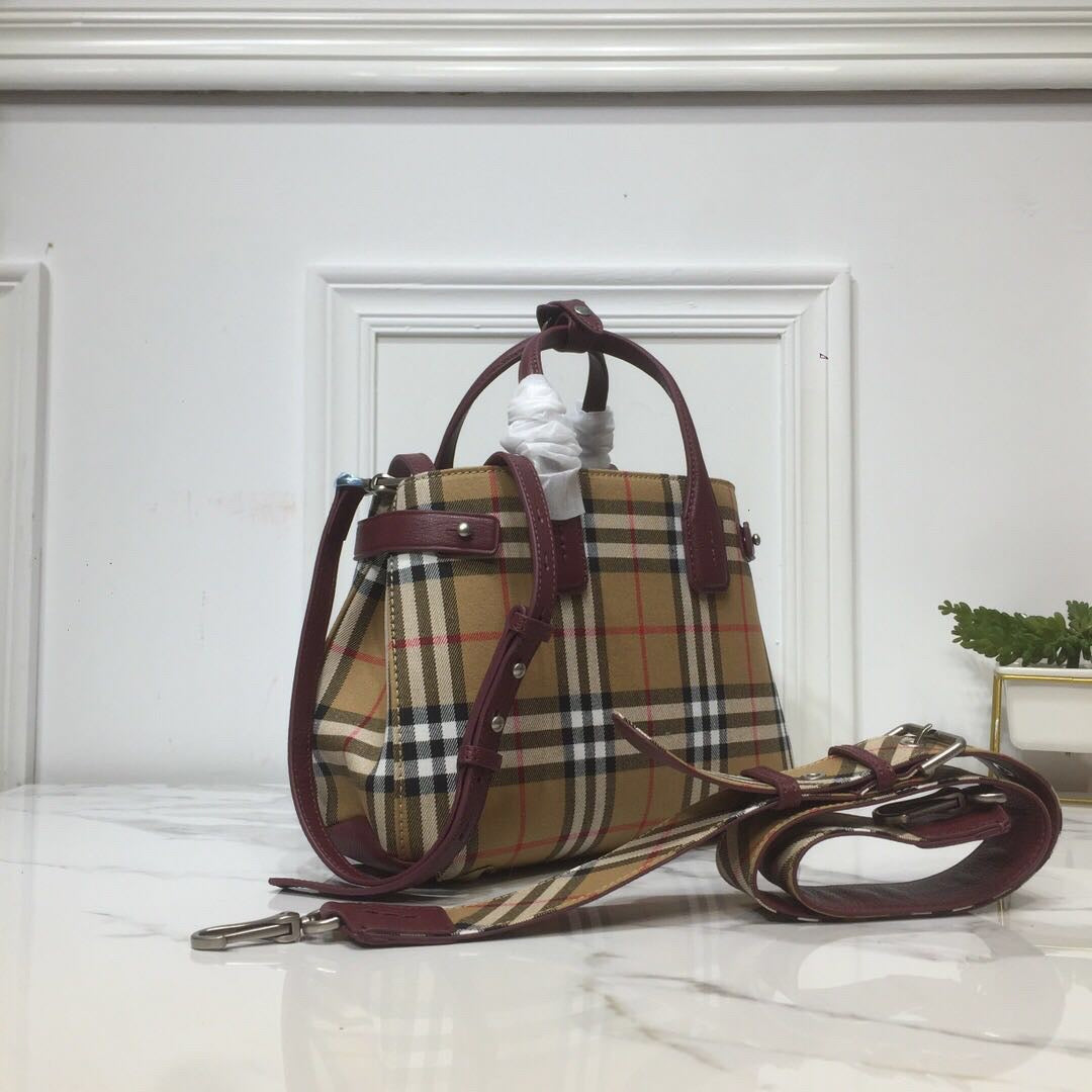 Top Quality Small Banner  Check And Tote Purple For Women, Womenâs Bags 10.5in/26cm