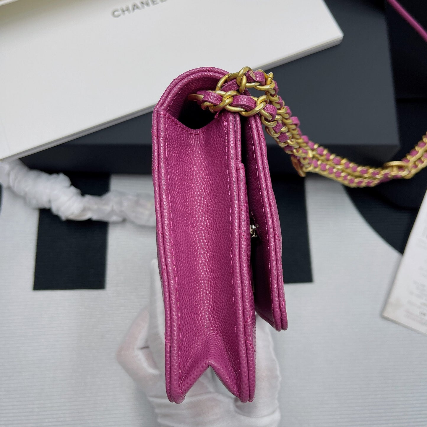 CHLSmall Flap Bag Gold Hardware Plum For Women, Women’s Handbags, Shoulder Bags 7.5in/19cm AP2840