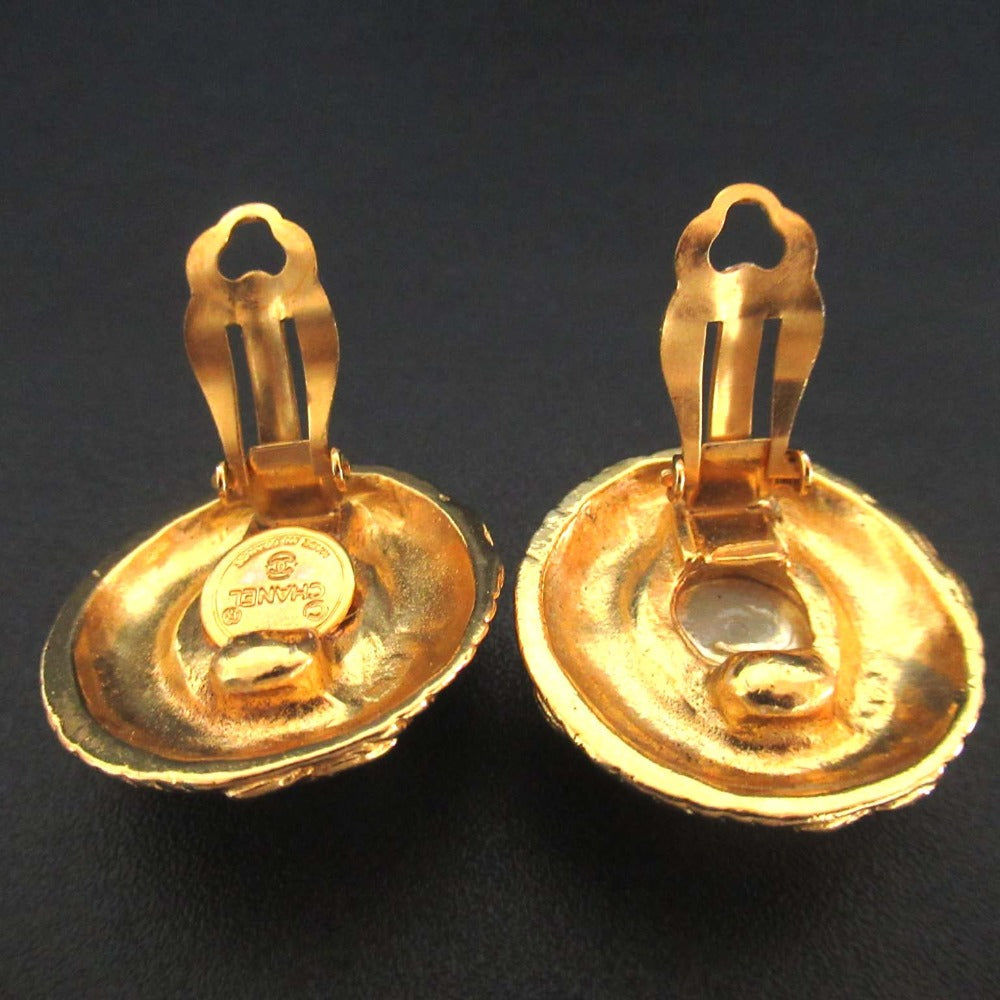 Chanel Coco Mark Faux Pearl Clip Earrings
