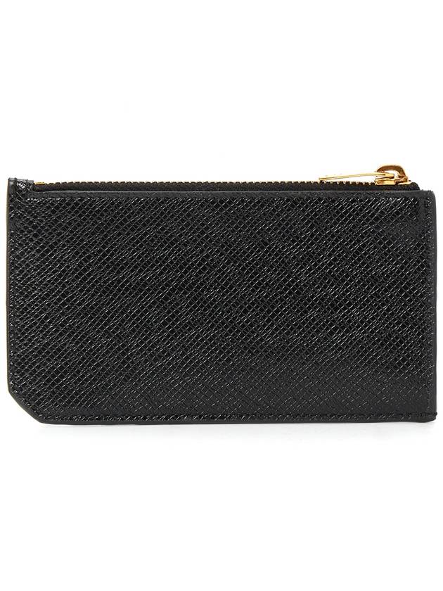 Luxury Saint Laurent Trending 2025 Coated Bark Leather Fragment Zipper Card Wallet Black