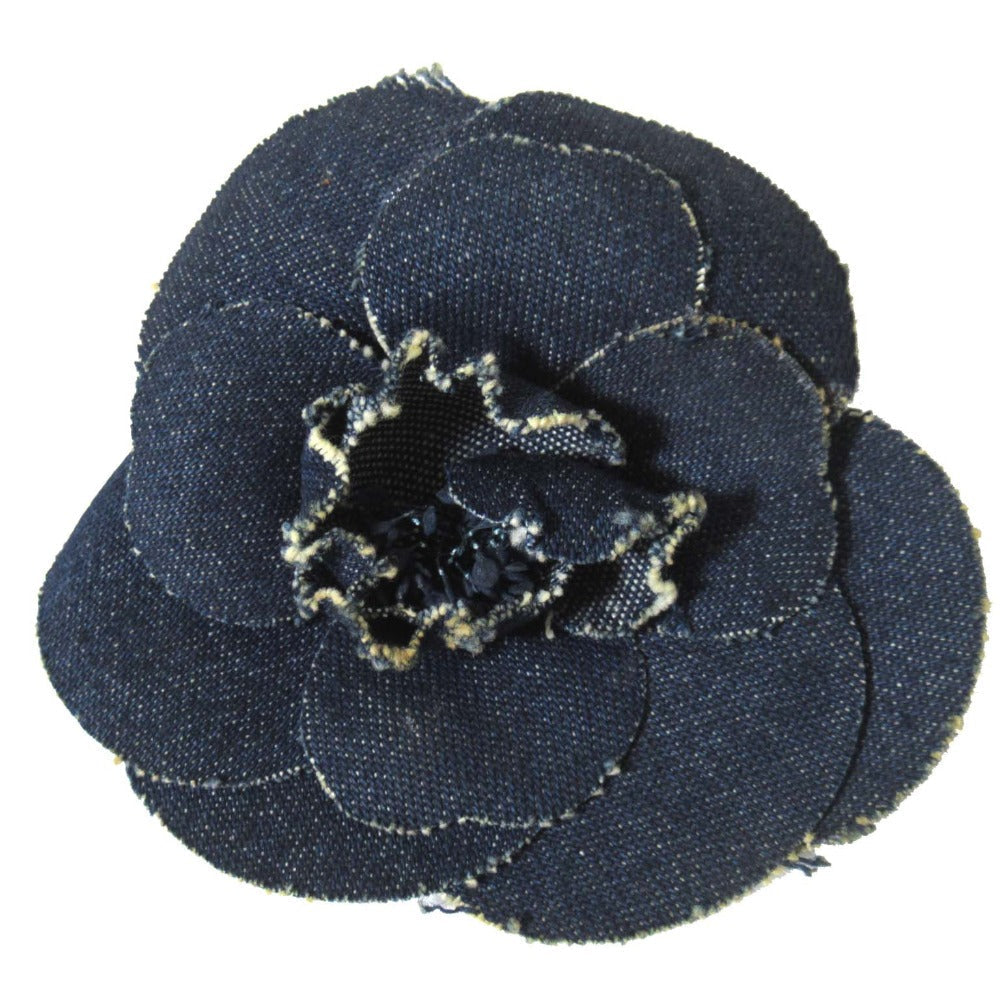 Chanel Camellia Denim Brooch