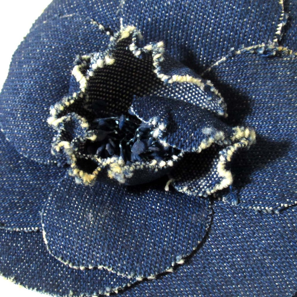 Chanel Camellia Denim Brooch