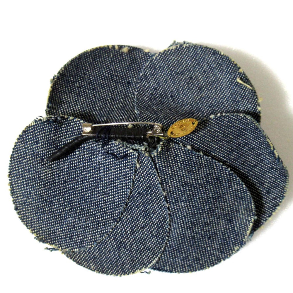 Chanel Camellia Denim Brooch